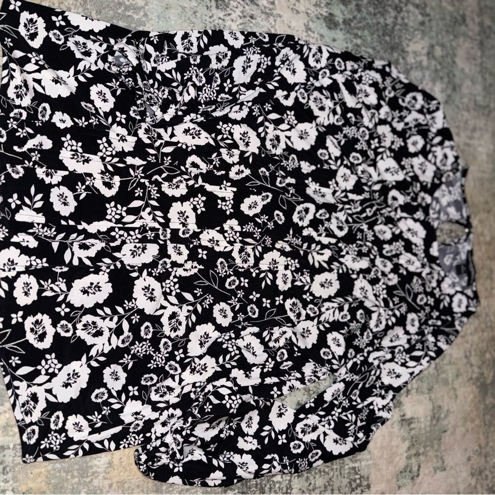 Floral Black and White Shirt